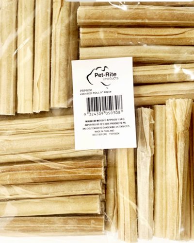 RAWHIDE NATURAL PRESSED ROLL 125mm DOG TREATS 50 pack