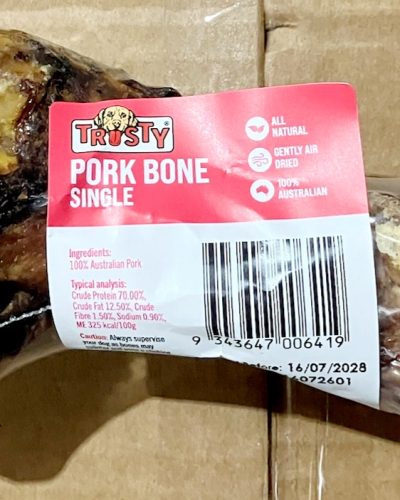 Pork Clod Bone Trusty  Dog Treats, Dehydrated AUST BONES